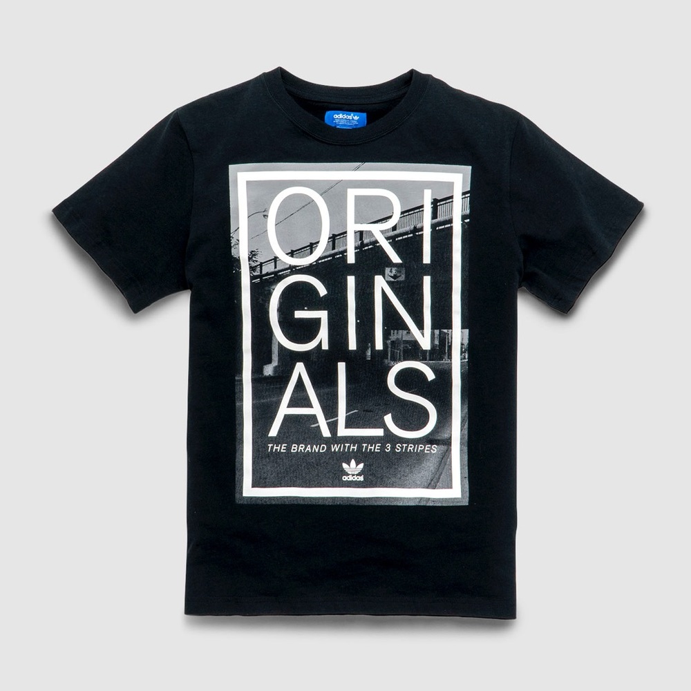 RARE Adidas Originals Black White Square Graphic Short Sleeve T-Shirt Size XL